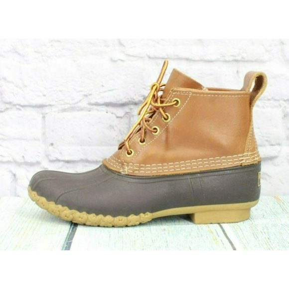 L.L. Bean Shoes - LL Bean Brown Leather Lace Up Ankle Duck Boots Size 7 Narrow